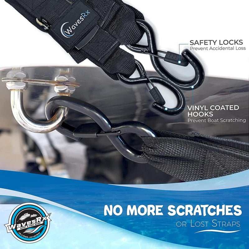 WAVESRX Pontoon & Boat Trailer Transom Straps (2PK) - 48" Tie Down Adjustable Boat Strap for Trailer - Outperforms Ratchet & Retractable Tie-Down Strap - Transom Tiedowns for Secure Transportation - Image 4